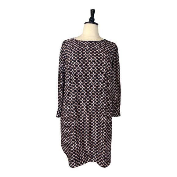 LOFT Plus Shift Dress Round Neck Long Sleeves Black Pink Floral Women’s Size 16 - Picture 1 of 11